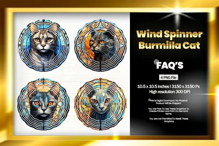 Burmese Cat Wind Spinner Sublimation - 04 Variations