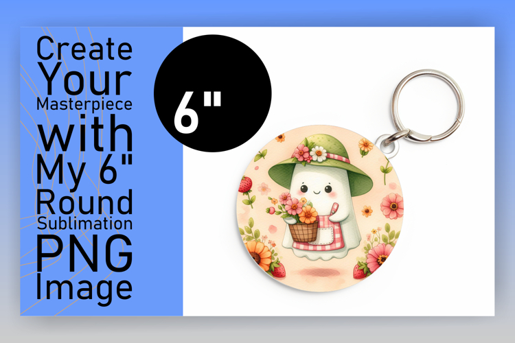 Trendy Round Design Sublimation Artwork , Cute Ghost