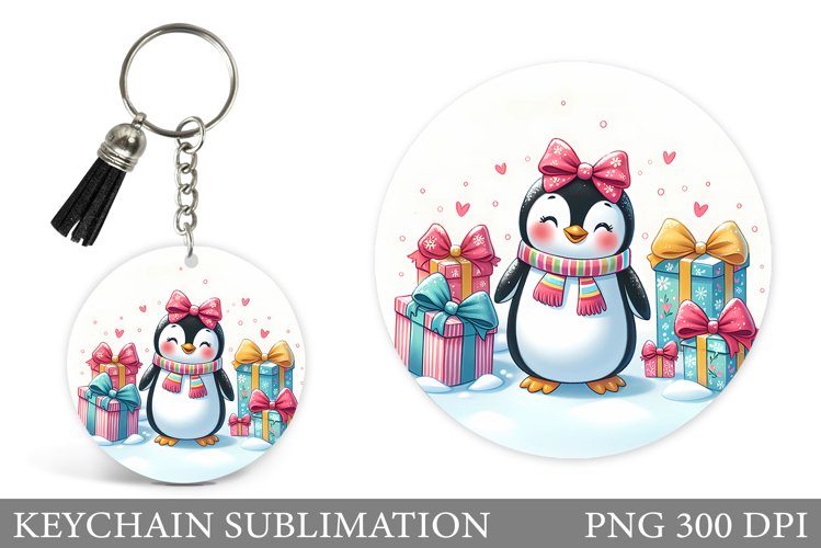 Christmas Penguin Keychain. Christmas Keychain Design example image 1