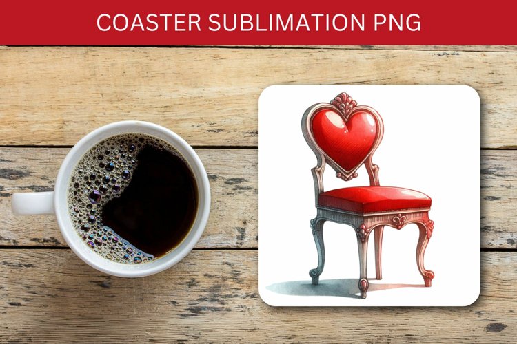 valentine square coaster - love chair example image 1