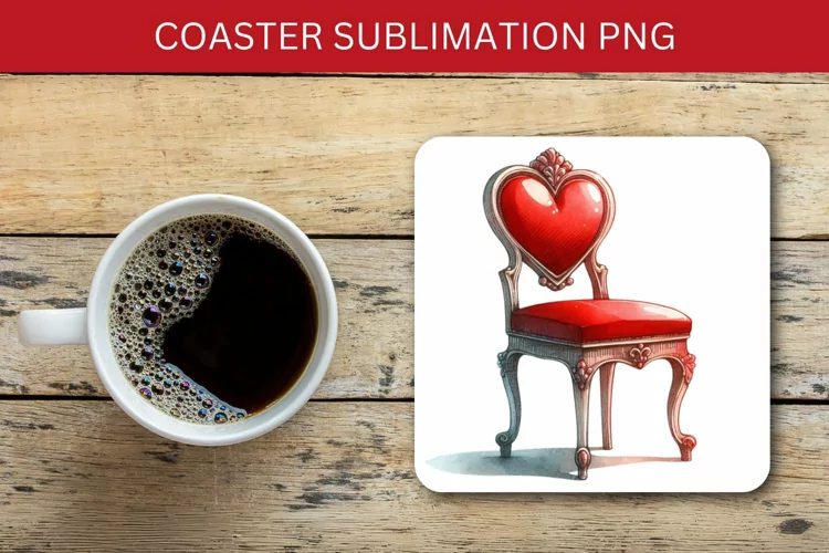 valentine square coaster - love chair