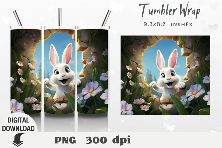 3D Easter Tumbler Wrap, easter bunny , tumbler design