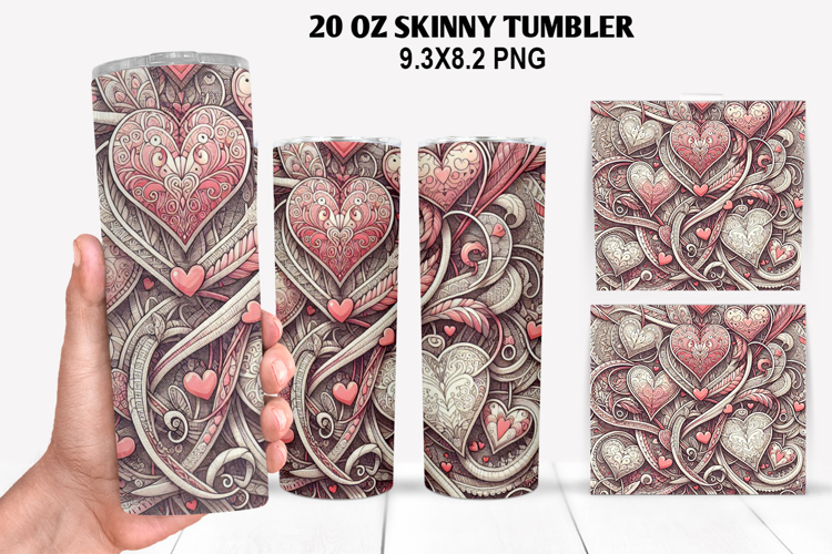 Valentine Skinny Tumbler 20oz Wrap Design, Valentine Tumbler