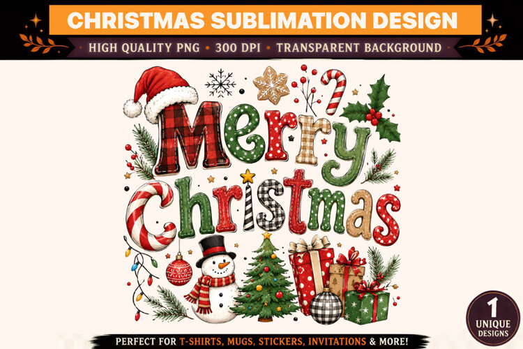 Christmas PNG, Merry Christmas Sublimation Design, Santa Hat example image 1