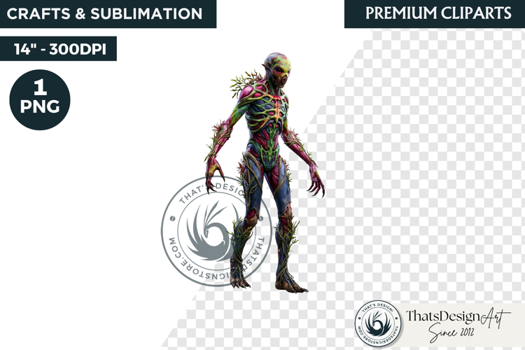 Halloween Acid Monster Clipart PNG Neon Fantasy Character