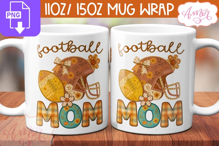 Football Mom mug wrap sublimation PNG, Fall Mug PNG