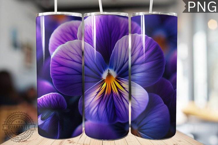 Pansy Flower Tumbler Wrap - Tumbler Design example image 1