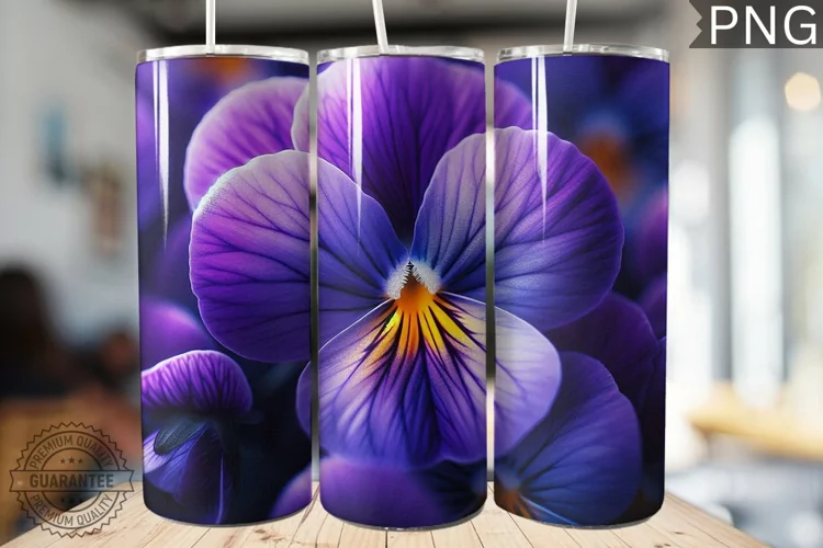 Pansy Flower Tumbler Wrap - Tumbler Design