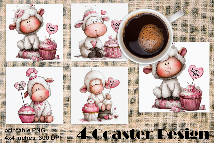 Happy Easter Square Coaster Sublimation. Funny sheep