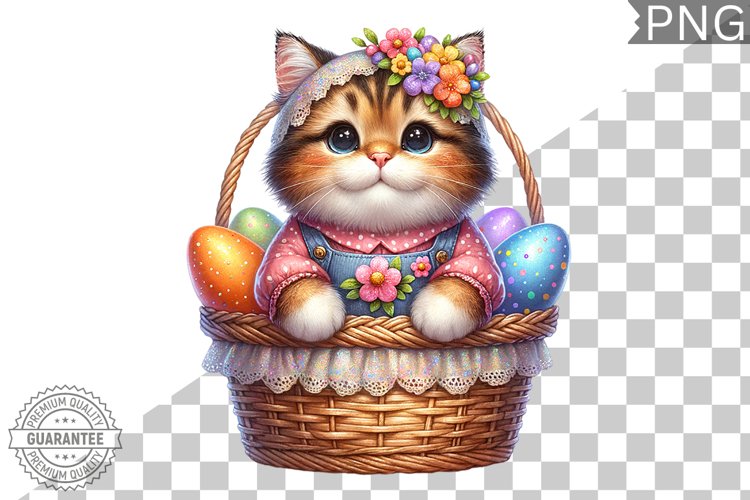 Easter Cat Sublimation - Easter Clipart PNG Design