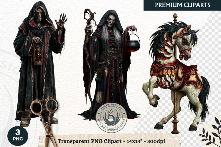 Dark Fantasy Halloween Horror Clipart PNG, Gothic Monster
