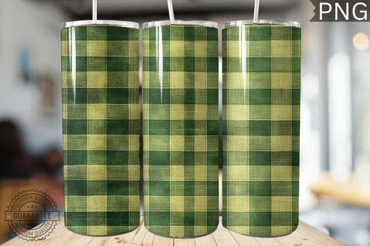 Green Plaid Tumbler Wrap - High Quality 300 Dpi