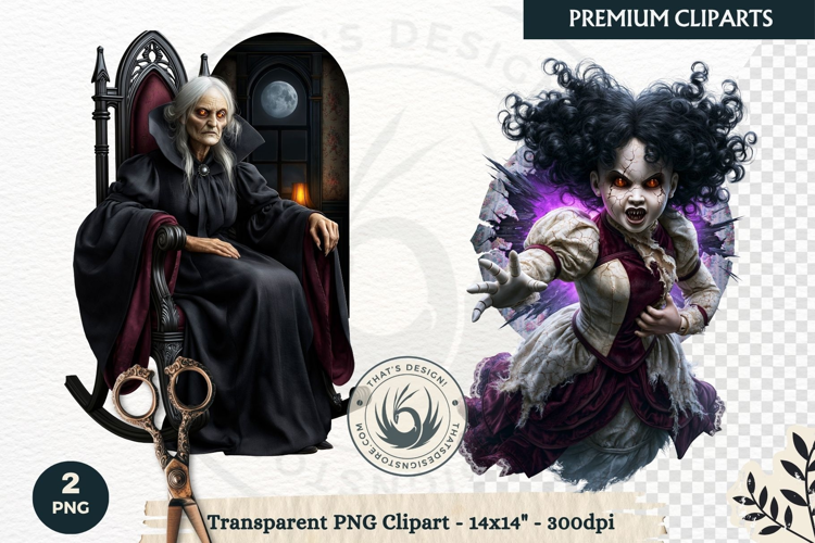 Gothic Dark Fantasy Halloween Nightmare Horror Clipart PNG