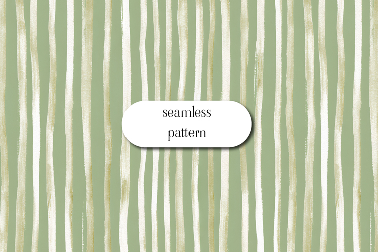 Green Striped Pattern with Hand Painted Lines
