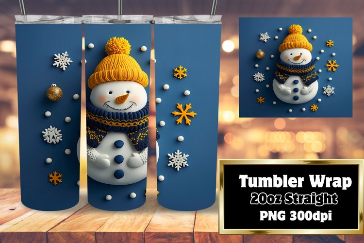 3D Snowman Tumbler Sublimation Wrap Holiday Cheer