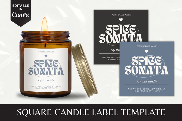Custom Square Candle Label Canva Template - 9 example image 1