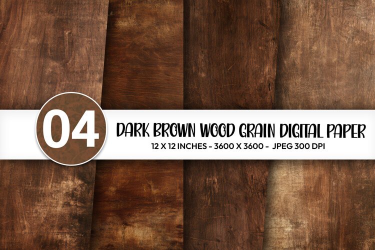 Dark Brown Wood Grain Digital Paper example image 1