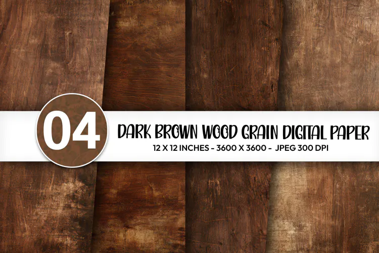 Dark Brown Wood Grain Digital Paper