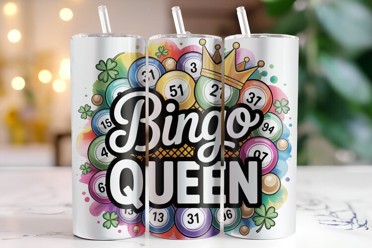 Bingo Queen Tumbler Wrap | Sublimation | Tumblers example image 1