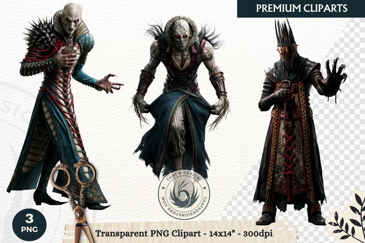 Gothic Ritual Dark Fantasy Halloween Horror Clipart example image 1