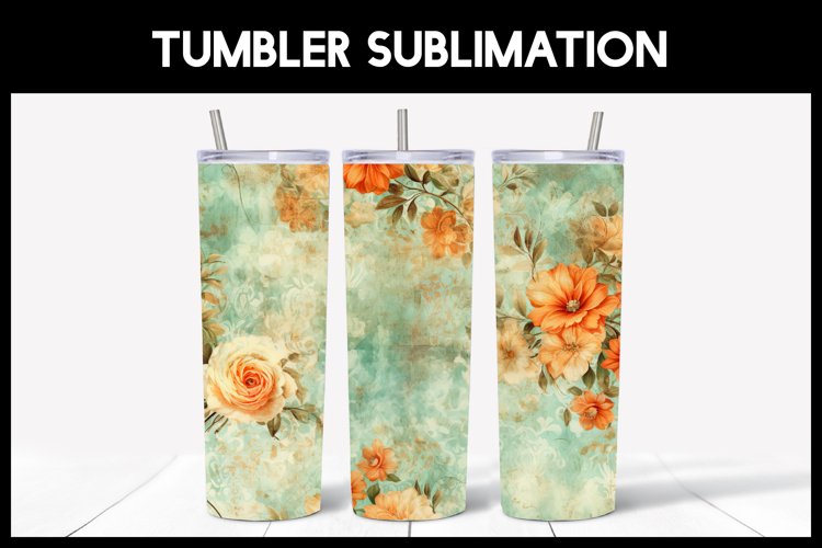 Retro Flower Tumbler Sublimation Seamless Tumbler