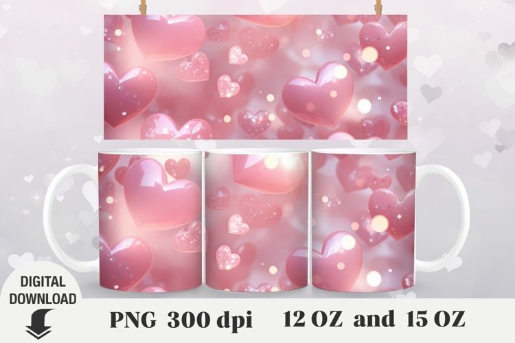 Valentine Mug Wrap, heart 3d Mug Sublimation (3020649)
