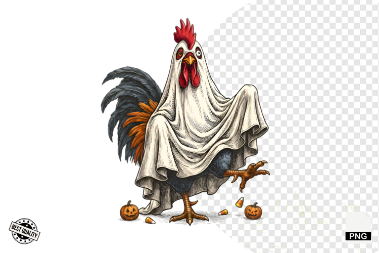Halloween Ghost Chicken PNG