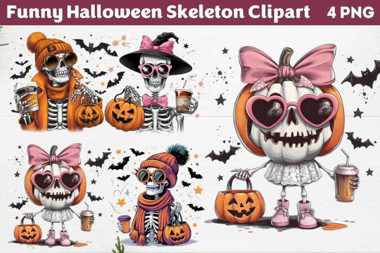 Funny Halloween Skeleton Clipart PNG