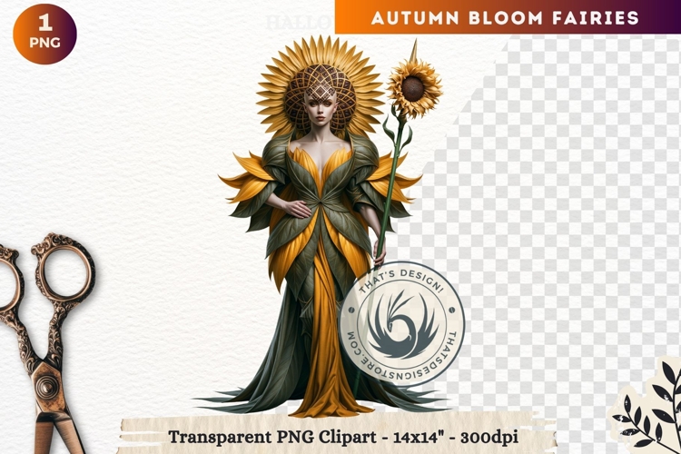 Autumn Bloom Floral Fairy Clipart, Mythical Fantasy PNG