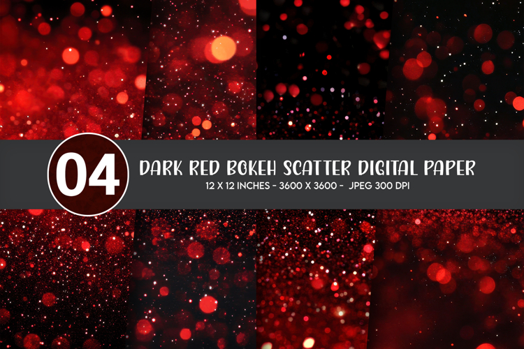 Dark Red Bokeh Scatter Digital Paper example image 1