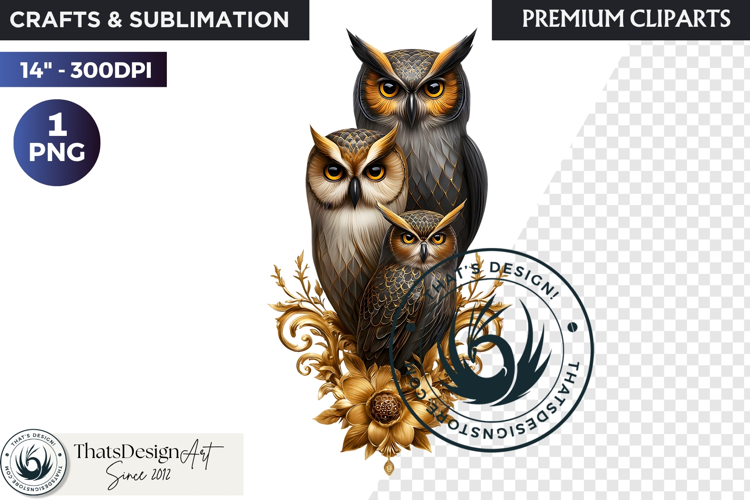 Floral Owl Fantasy clipart, Botanical and Wildlife Graphics