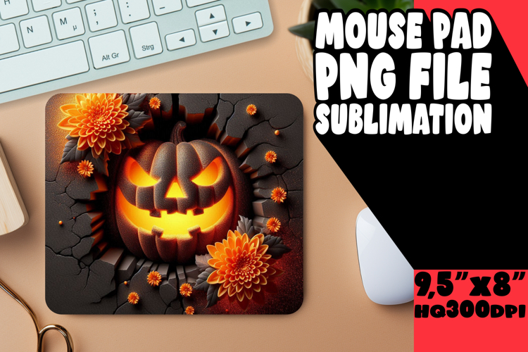 Blissful Mouse Pad Sublimation Ideas, 3D Pumpkin