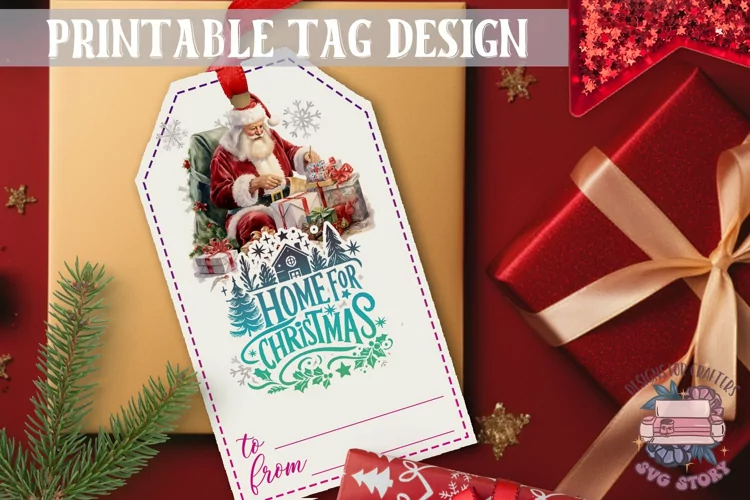Watercolor Christmas Gift Tag Family tradition Ornaments PNG