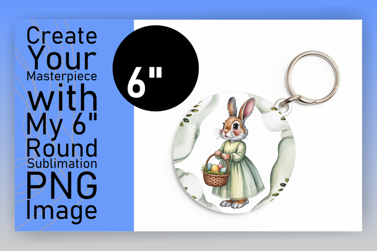 Unique Round Design Keychain Template , Easter Bunny