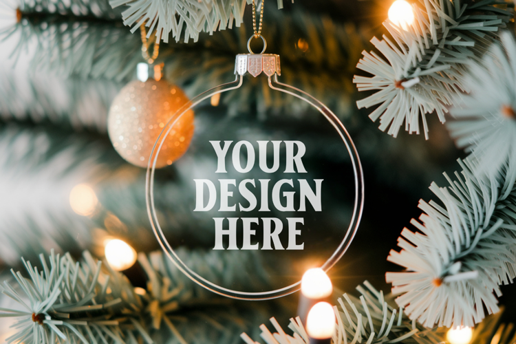 Acrylic Christmas Ornament Mockups | Clear Holiday Ornament