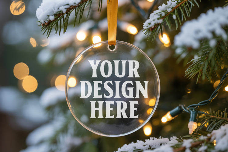 Acrylic Christmas Ornament Mockups , acrylic blank mockup