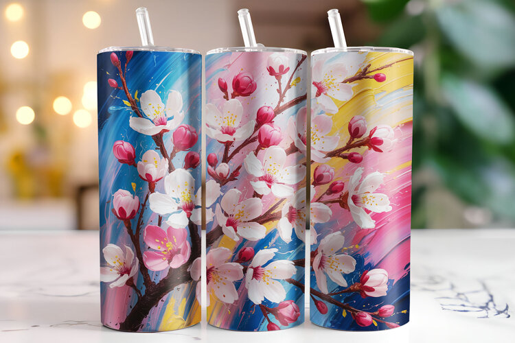 Flowers Tumbler Wrap | Sublimation | Tumblers example image 1