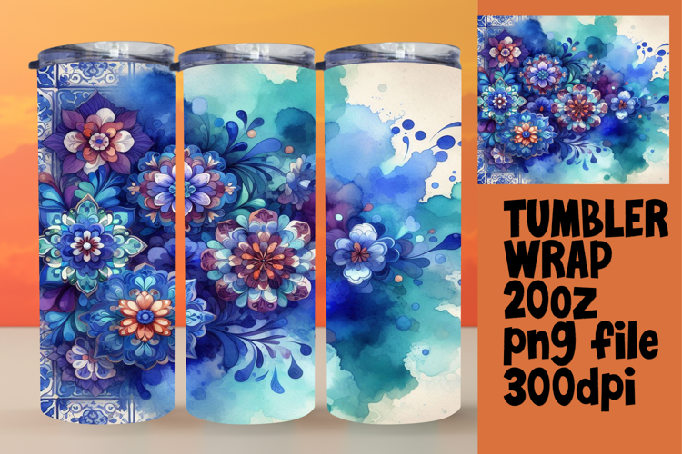 Custom 20oz Tumbler Design , Watercolor Patter