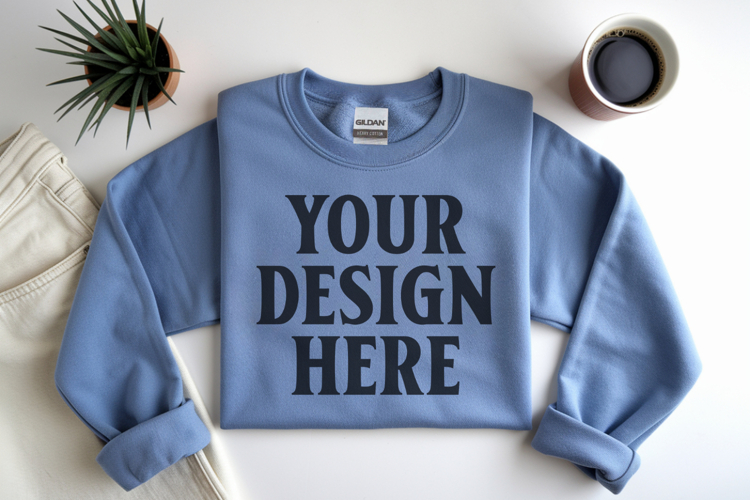 Ash Gildan 18000 Folded Flat Lay Mockups