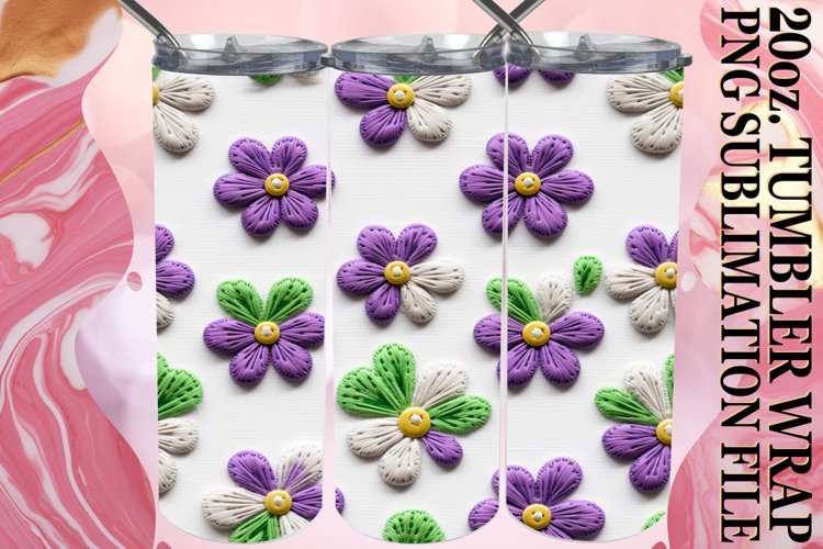 Embroidered Flower Elegance on Tumbler Wrap example image 1