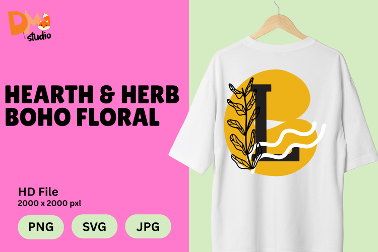 Hearth   Herb Boho Floral Monogram