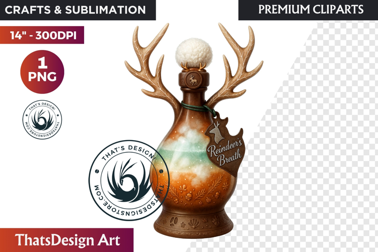 Christmas Winter Potion Bottles PNG, Magical Holiday Clipart