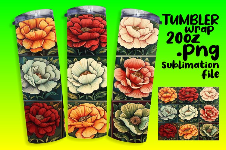Vibrant Blossom Sublimation Tumbler Wraps - 20oz