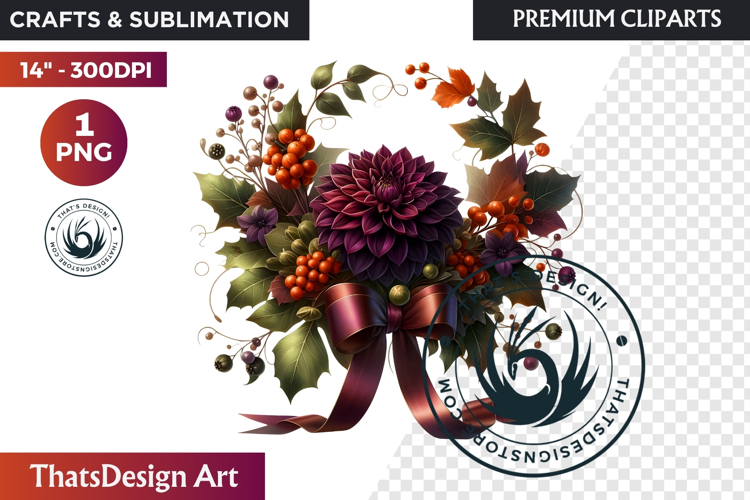 Autumn Harvest Wreath Clipart - Rustic Fall & Thanksgiving
