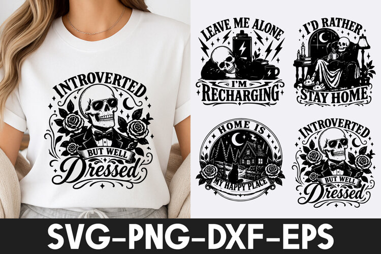 Introvert Skull Gothic SVG PNG example image 1