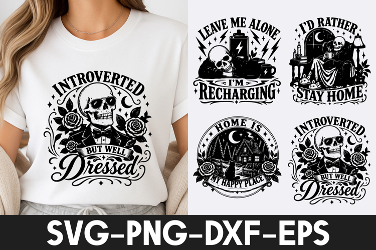 Introvert Skull Gothic SVG PNG