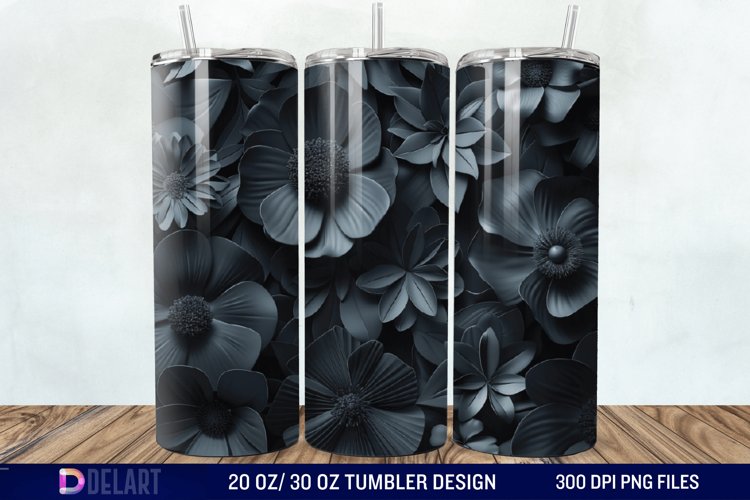 3d Dark floral Tumbler Wrap example image 1