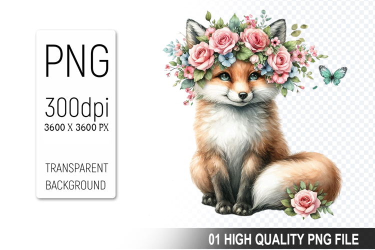 Cute Watercolor Fox Clipart Image 11