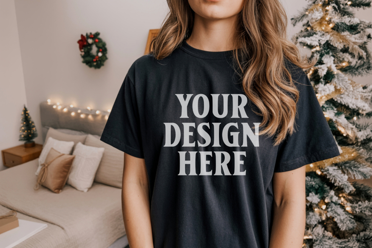 Black Tshirt Mockup Image 21