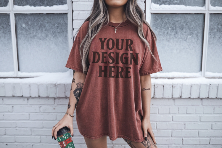 Brick Christmas Comfort Colors 1717 TShirt Mockup,cc1717 moc